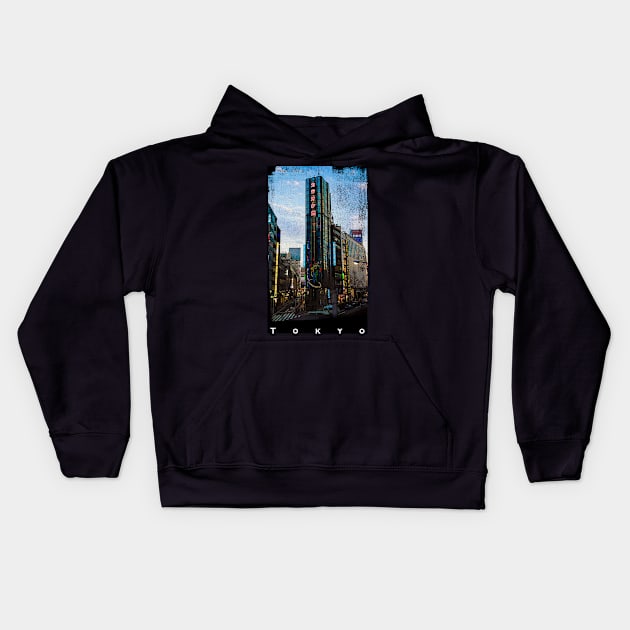 Cool Tokyo Background Kids Hoodie by SuperSikh Creations